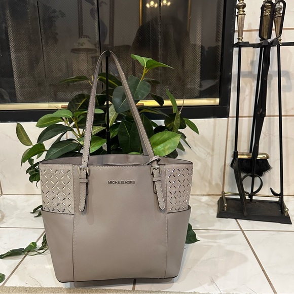 Michael Kors Gray Saffiano Leather Tote - Picture 2 of 11